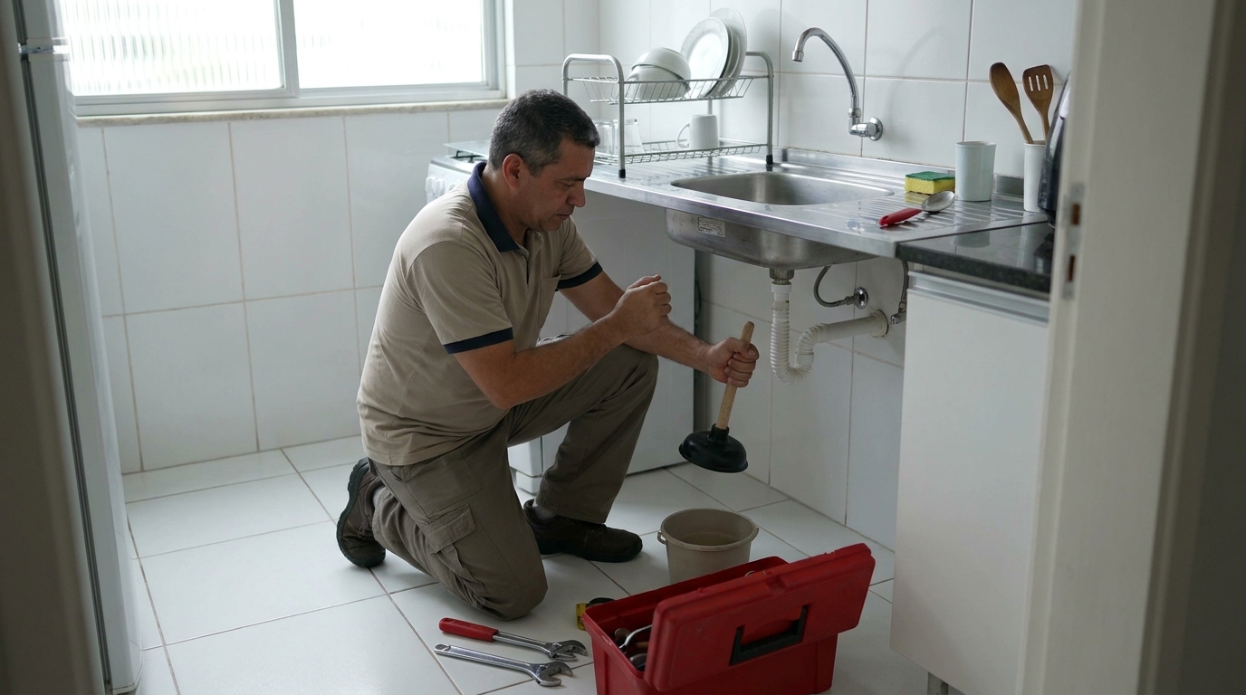 Desentupimento de pia residencial em Petrolina‑PE
