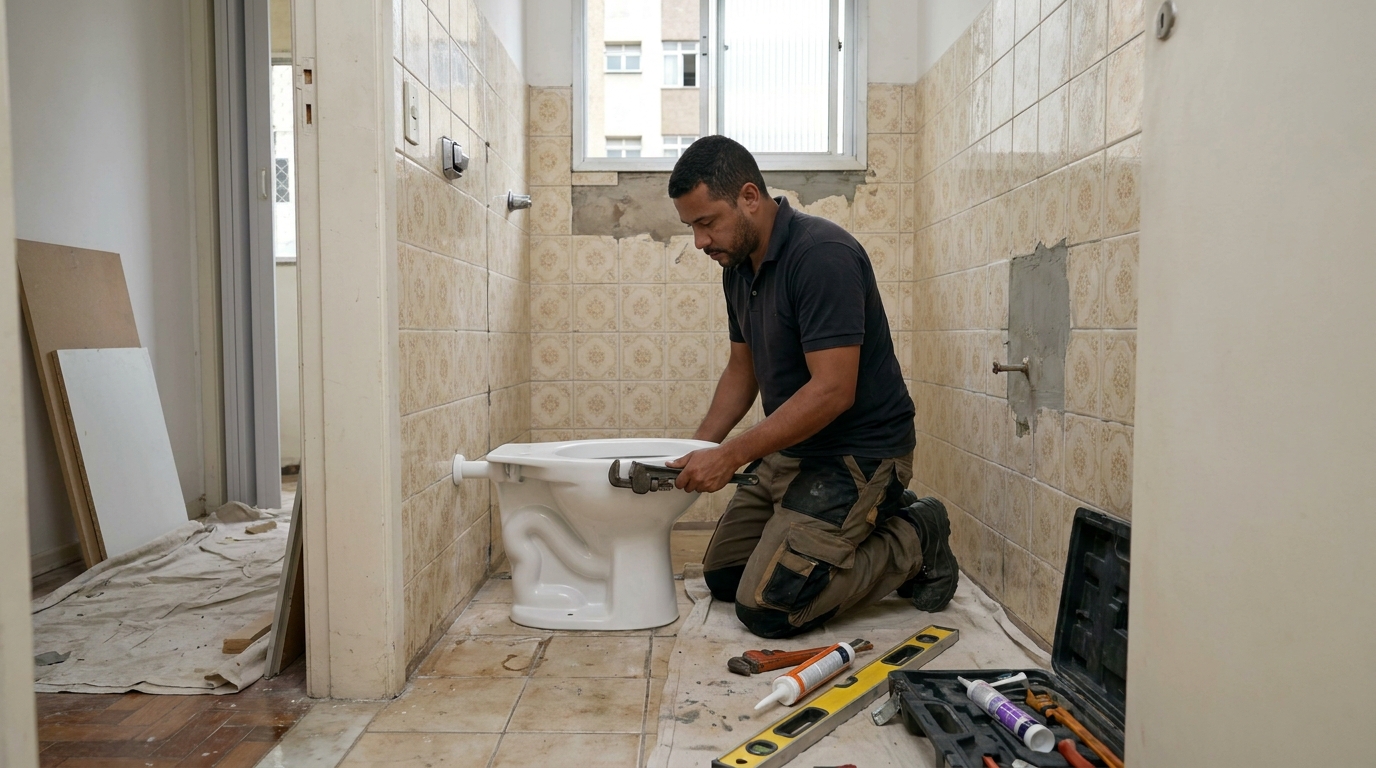 Instalação de vaso sanitário profissional em Petrolina‑PE