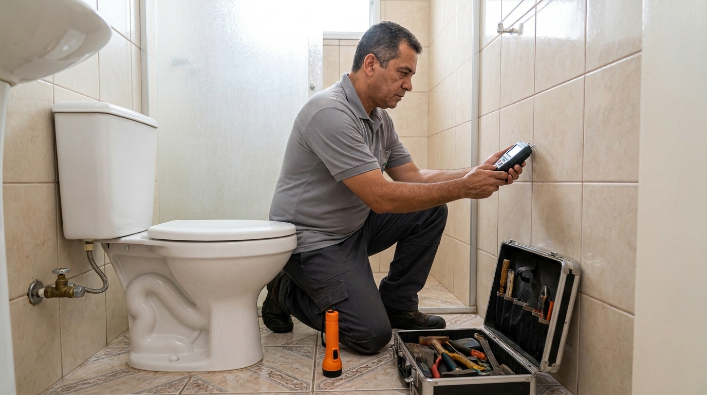 Técnico de caça vazamento com detector em Petrolina‑PE